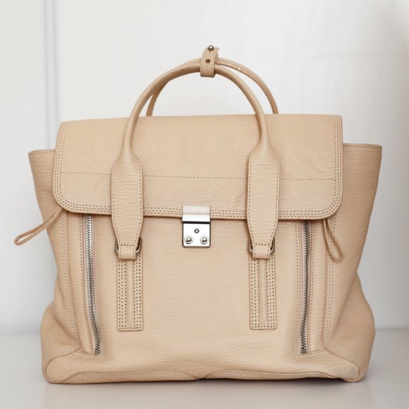 3.1 Phillip Lim Medium Pashli Leather Satchel Handbag in Buff + Dustbag & Card - Picture 1 of 12